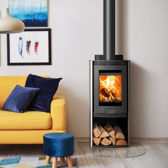 Di Lusso R4 Euro Eco with Curved Stainless Sides Woodburning Stove