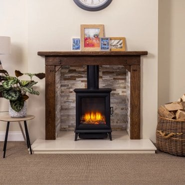 Focus Fireplaces Barkstone 52" Wooden Fireplace