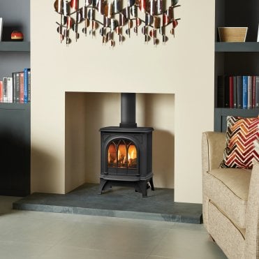 Gazco Huntingdon 20, Matte Black, Conventional Flue With Logs And Tracery Door