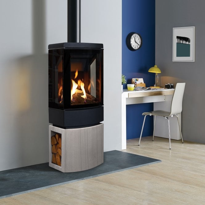 Gazco  Loft- Graphite, Logs, Natural Gas Stove With Balanced Flue