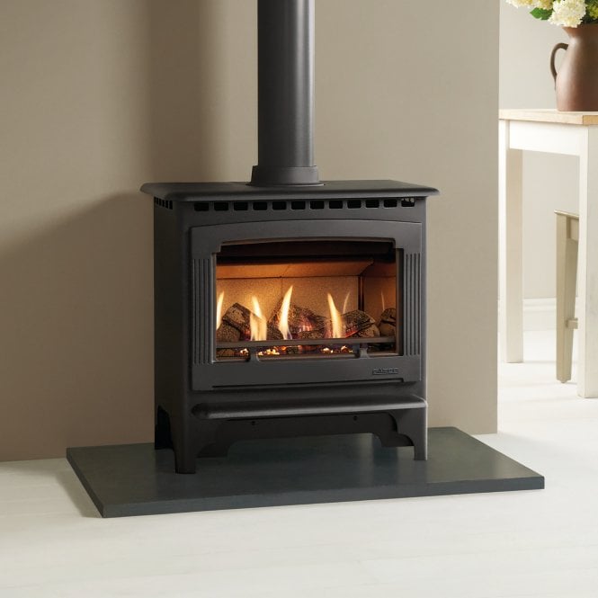 Gazco Medium Marlborough 2, Matt Black With Logs, Balanced Flue
