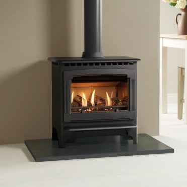 Gazco Medium Marlborough 2, Matt Black With Logs, Conventional Flue