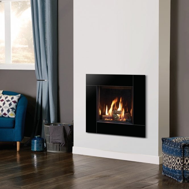 Gazco  Riva2 400 Gas Fire Conventional Flue With Black Reeded Lining