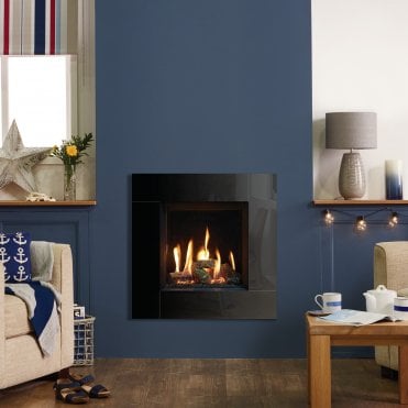 Gazco Riva2 400 LPG Fire Conventional Flue With Black Glass Lining