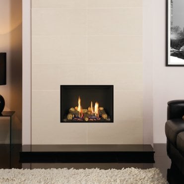 Gazco Riva2 500 Gas Fire Conventional Flue With Black Reeded Lining