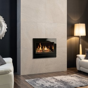 Gazco Riva2 600 Gas Fire Balanced Flue With Black Glass Lining