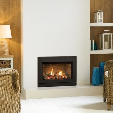 Gazco Riva2 600 Gas Fire Conventional Flue With Ledgestone Lining