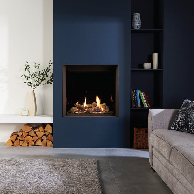 Gazco  Riva2 600HL Gas Fire Conventional Flue With Black Glass Lining