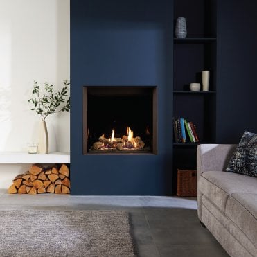 Gazco Riva2 600HL Gas Fire Conventional Flue With Black Glass Lining