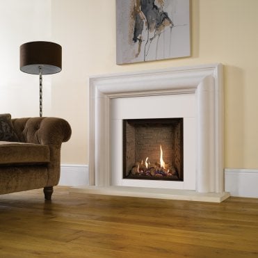 Gazco Riva2 600HL LPG Fire Conventional Flue With Black Glass Lining