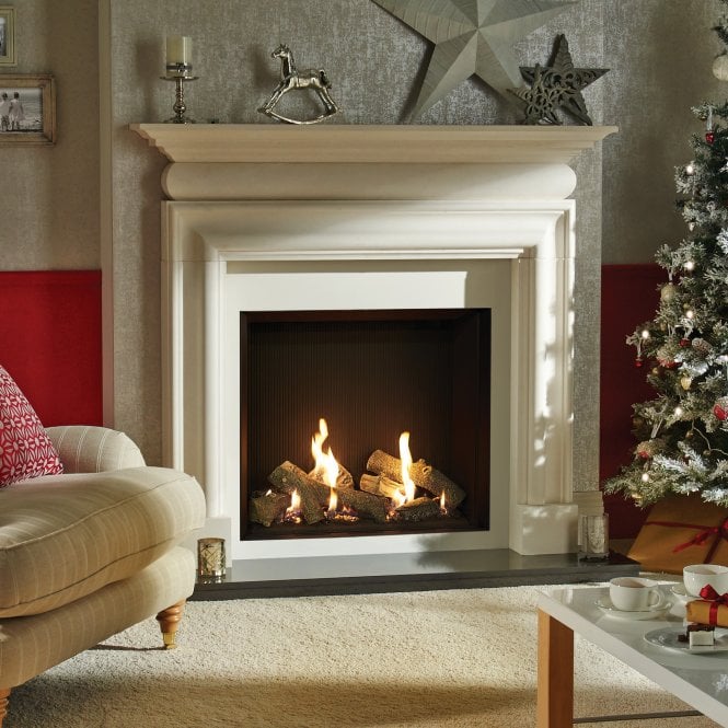Gazco  Riva2 750HL Gas Fire Conventional Flue With Ledgestone Lining