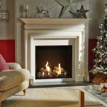 Gazco Riva2 750HL Gas Fire Conventional Flue With Ledgestone Lining