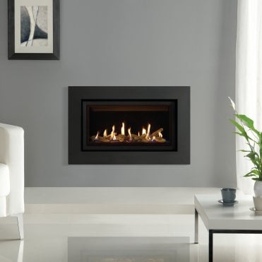 Gazco Studio 1 Slimline Gas Fire, Balanced Flue Black Glass Lining