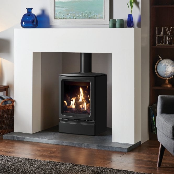 Gazco  Vogue Midi, Natural Gas, Balanced Flue With Black Glass Lining