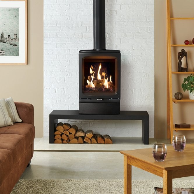 Gazco  Vogue Midi, Natural Gas, Conventional Flue With Black Glass Lining