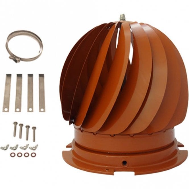 Mi Flues Rota-Top 200 (Stainless Steel Base, Terracotta Top), strap fix