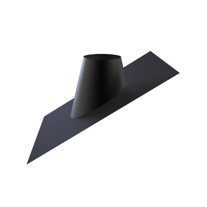 Mi Flues TW Pro 125mm - Lead Free Flashing 20-45 Degree Black Cone Black Base