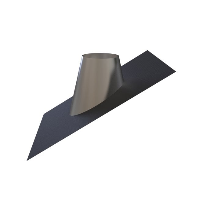 Mi Flues TW Pro 125mm - Lead Free Flashing 20-45 Degree SS Cone Black Base