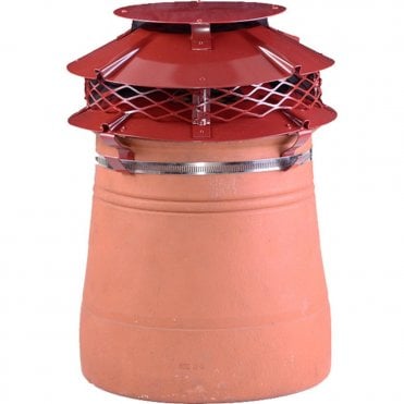 UFO Mk2 Anti-Downdraught Cowl, Strap, Terracotta - Ø 150-200mm