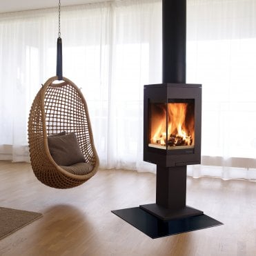 Quadro 1 Woodburning Stove with Top Plate on Pedestal