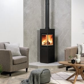 Quadro 2 Woodburning Stove with Top Plate on Base