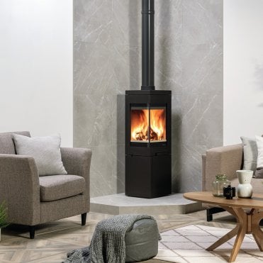 Quadro 2 Woodburning Stove with Top Plate on Base