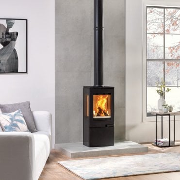 Uno 4 Woodburning Stove with Logstore Base