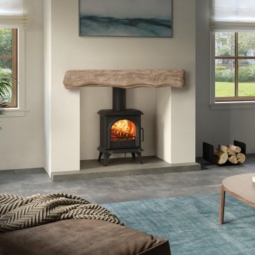 Stovax Huntingdon 20 Woodburning Stove with Clear Door, Matt Black