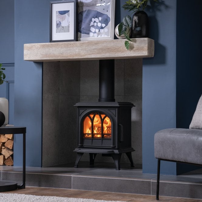 Stovax  Huntingdon 20 Woodburning Stove with Tracery Door, Matt Black