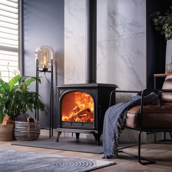 Stovax  Huntingdon 40 Woodburning Stove with Clear Door, Matt Black