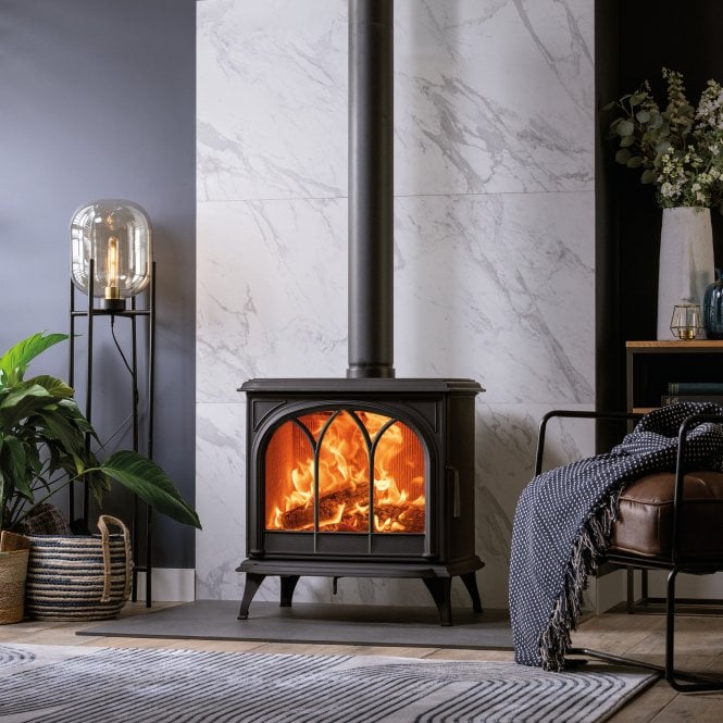 Stovax  Huntingdon 40 Woodburning Stove with Tracery Door, Matt Black