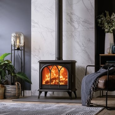 Stovax Huntingdon 40 Woodburning Stove with Tracery Door, Matt Black