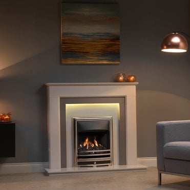 Gallery Collection Riverslea 48" Arctic White Fireplace Suite with Lights