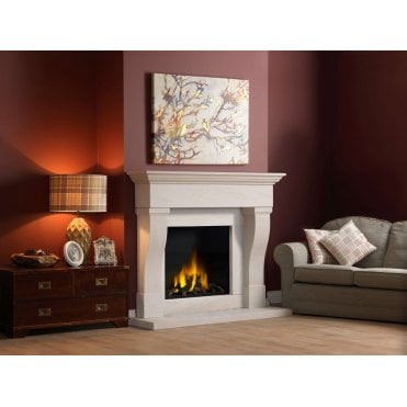 Tavira Iberian Limestone 57" Suite with Hearth, Back Hearth & Slips